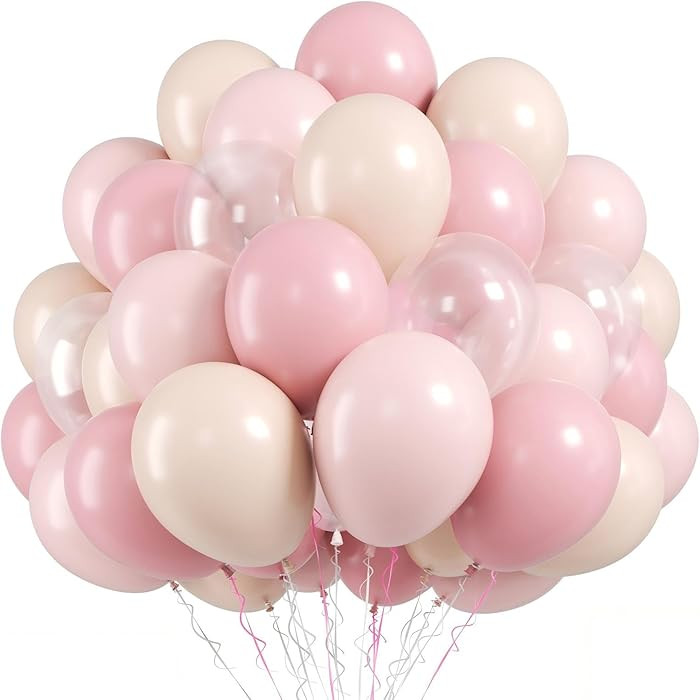 FunHot Dusty Pink Balloons, 50 Pcs Light Pink Balloon, Blush Balloons, 12 Inch Apricot Transparen... | Amazon (US)