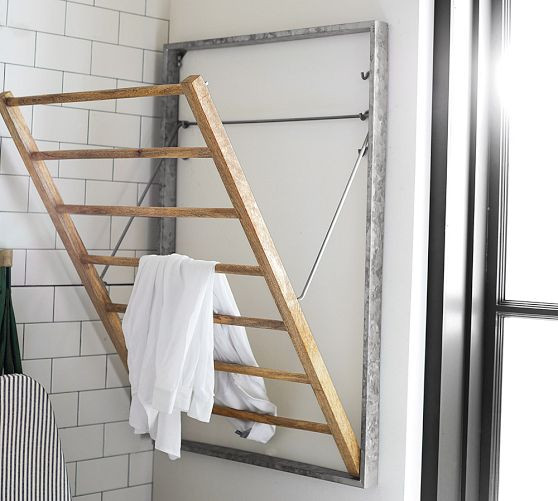Galvanized Wall-Mount Laundry Drying Rack | Pottery Barn (US)