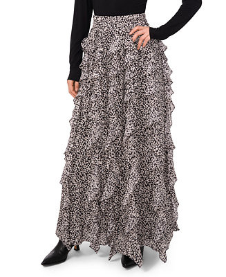 1.STATE Women's Printed Ruffle Maxi Skirt - Macy's | Macy's