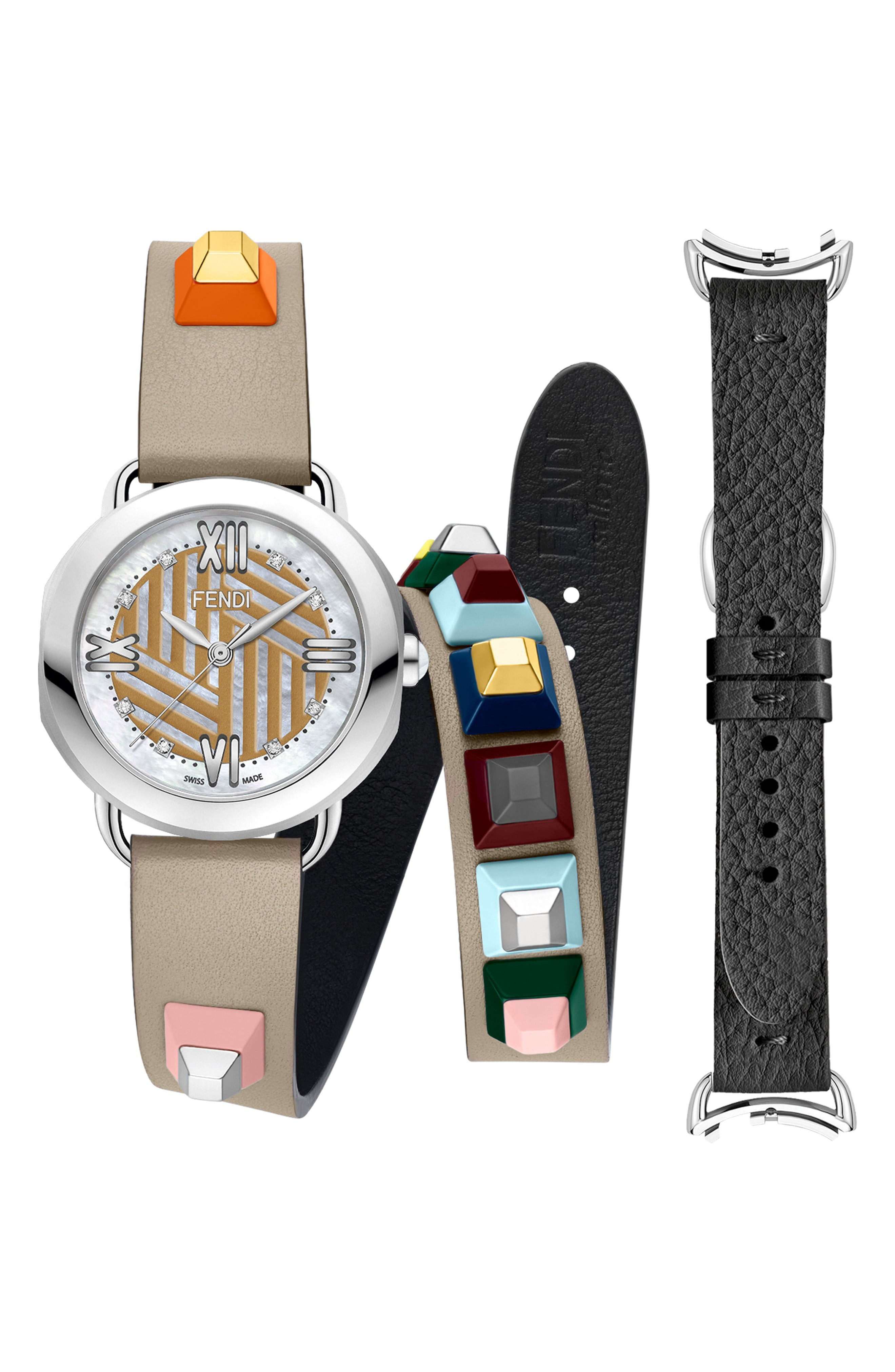 Fendi Selleria Leather Strap Watch, 36mm | Nordstrom