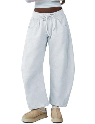 HeSaYep Women's Barrel Leg Ankle Sweatpants Drawstring Wide Leg Lounge Pants Baggy Casual Cotton ... | Amazon (US)
