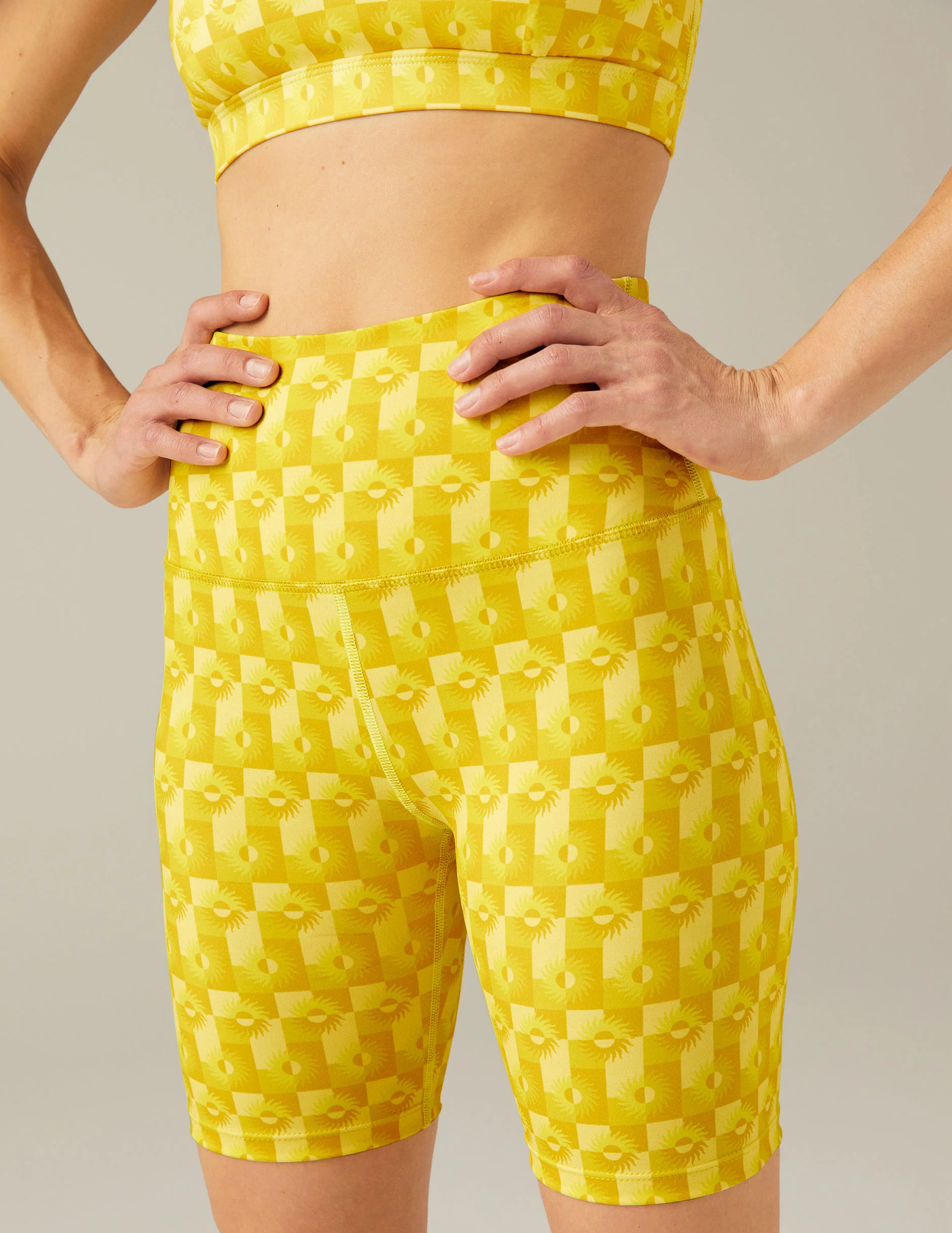 Flower Tile Endurance Light High Waisted Biker Short | Beyond Yoga | Beyond Yoga