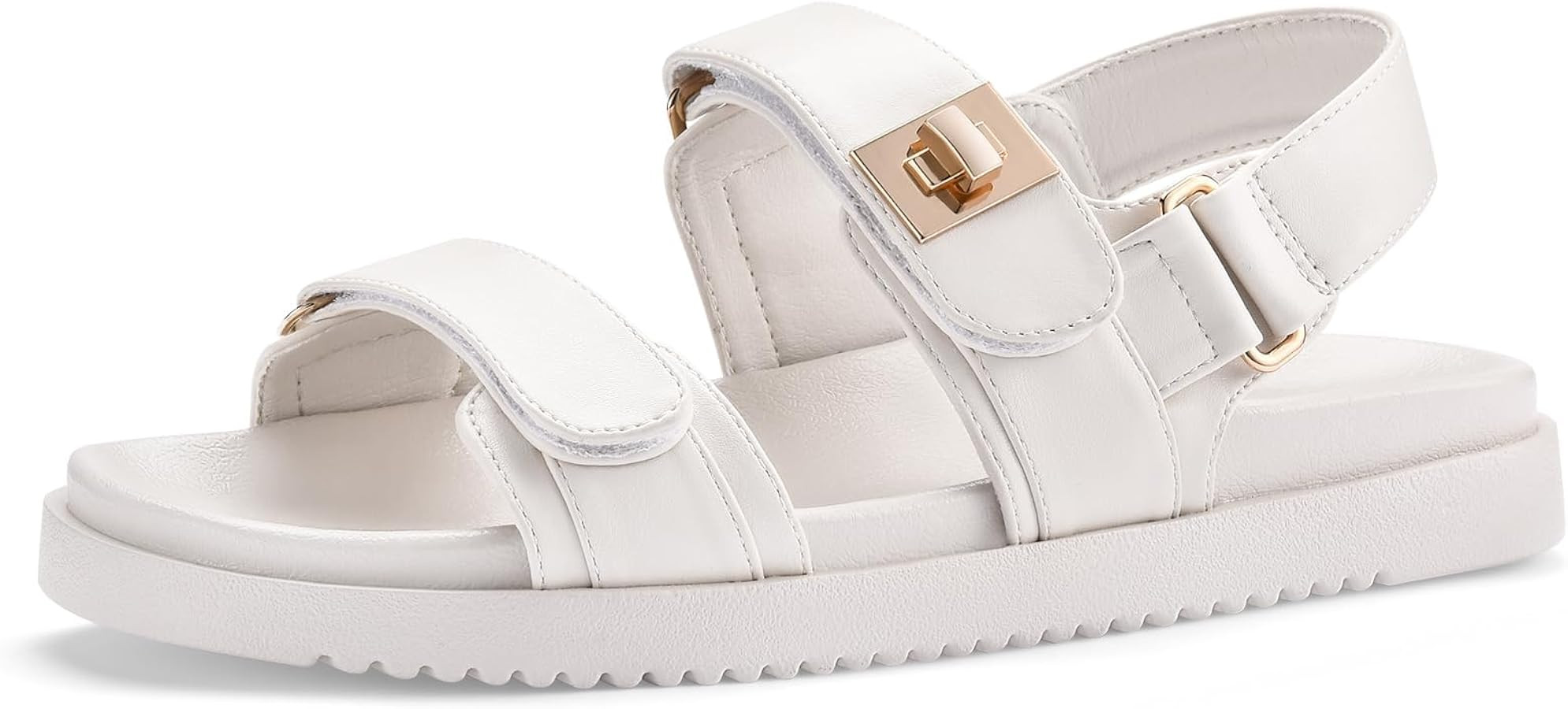 INIBUD Flat Sandals Women Slides Platform Wide Width Sandals Adjustable Double Strap Leather Shoe... | Amazon (CA)