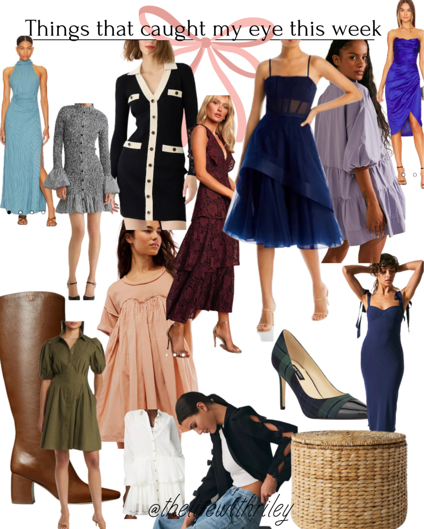 Things that caught my eye this week 

🩵 blue wedding guest dress 
🪻 smocked shirt dress 
🔲 sweater dress 
❤️ red wedding guest dress 
🍑 casual fall dress 
💙 corset wedding guest dress
💜 lilac purple shirt dress
🦋 blue midi dress
🔵 navy midi dress 
👠 plaid heel 
🧺 woven ottoman basket 
🎀 bow jacket 
👗 green puff sleeve shirt dress 
👢 fall boots 

#LTKshoecrush #LTKstyletip #LTKSeasonal