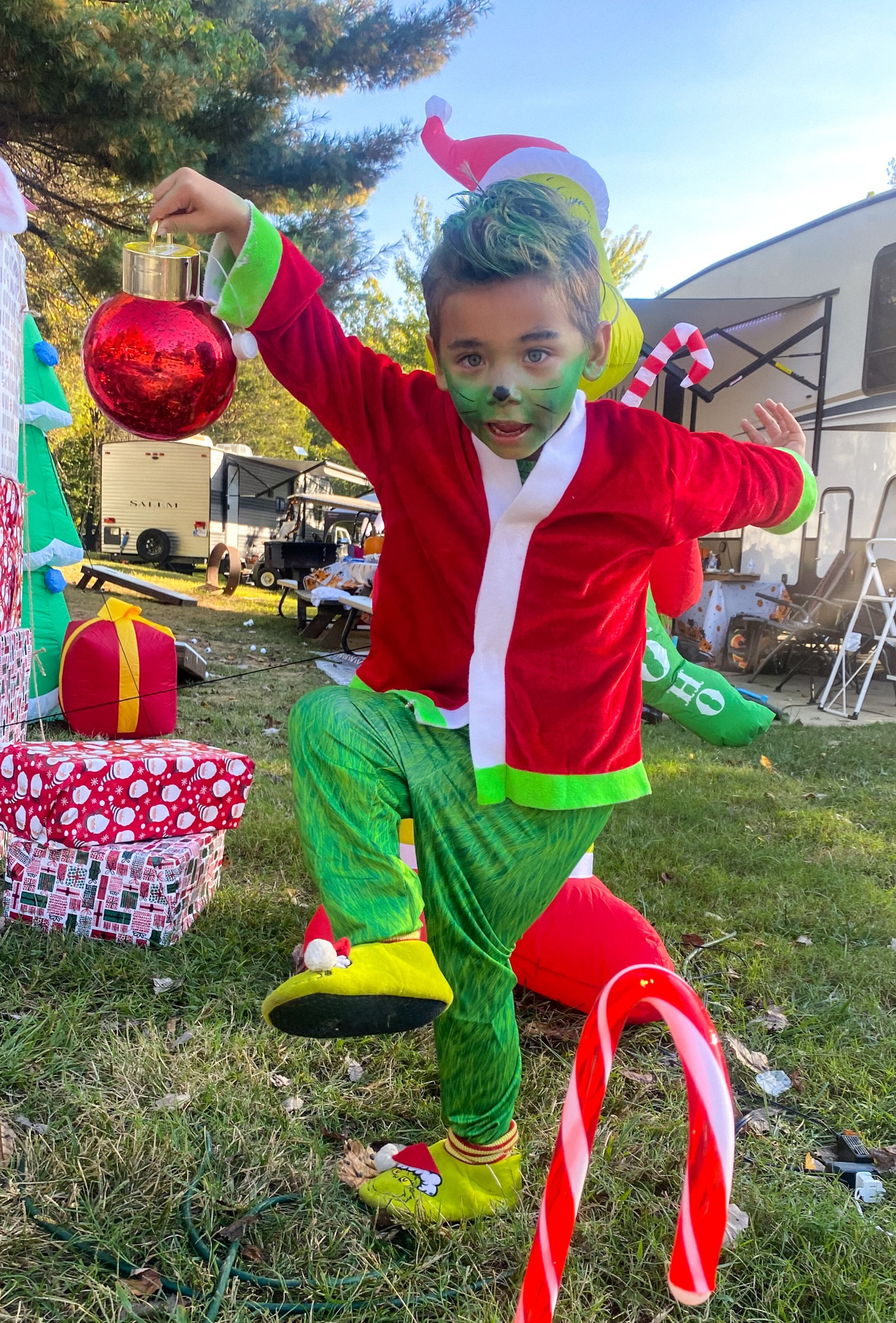 Glitter Red White and Green Christmas Picks Grinch Style Decorations