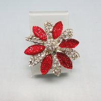 Cherry Red & Clear Rhinestone Flower Brooch | Etsy (US)