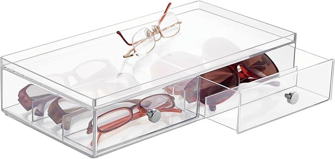 Amazon.com: mDesign Wide Stackable Plastic Eye Glass Organizer Box Holder for Sunglasses, Reading... | Amazon (US)