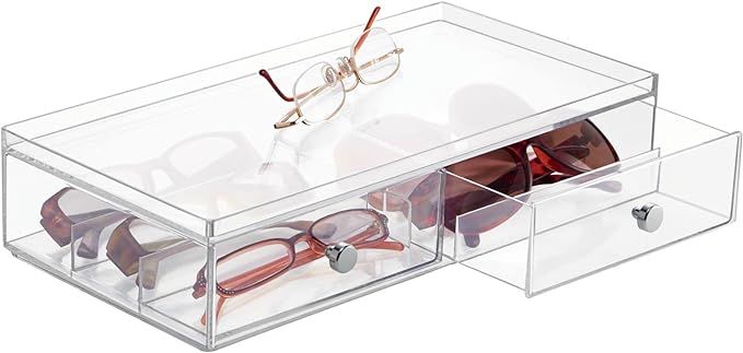 Amazon.com: mDesign Wide Stackable Plastic Eye Glass Organizer Box Holder for Sunglasses, Reading... | Amazon (US)