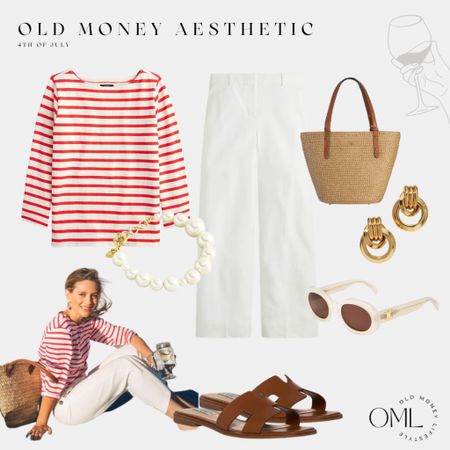 4th of July outfit for a refined and classic taste. #oldmoneyaesthetic
Stripped t shirt, white pants, summer sandals, gold earrings

#LTKSeasonal #LTKunder100 #LTKFind