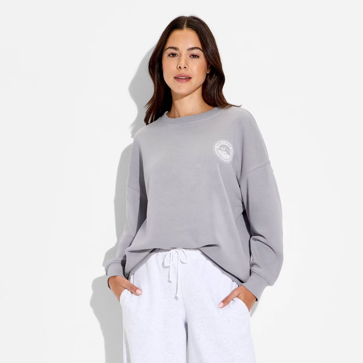 Women's Breckenridge Ski Fleece Graphic Pullover Sweatshirt - Charcoal Gray | Target