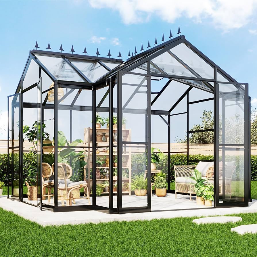 Amerlife 12x10x8 FT Hybrid Polycarbonate Greenhouse, Outdoor Aluminum Greenhouse with Quick Conne... | Amazon (US)