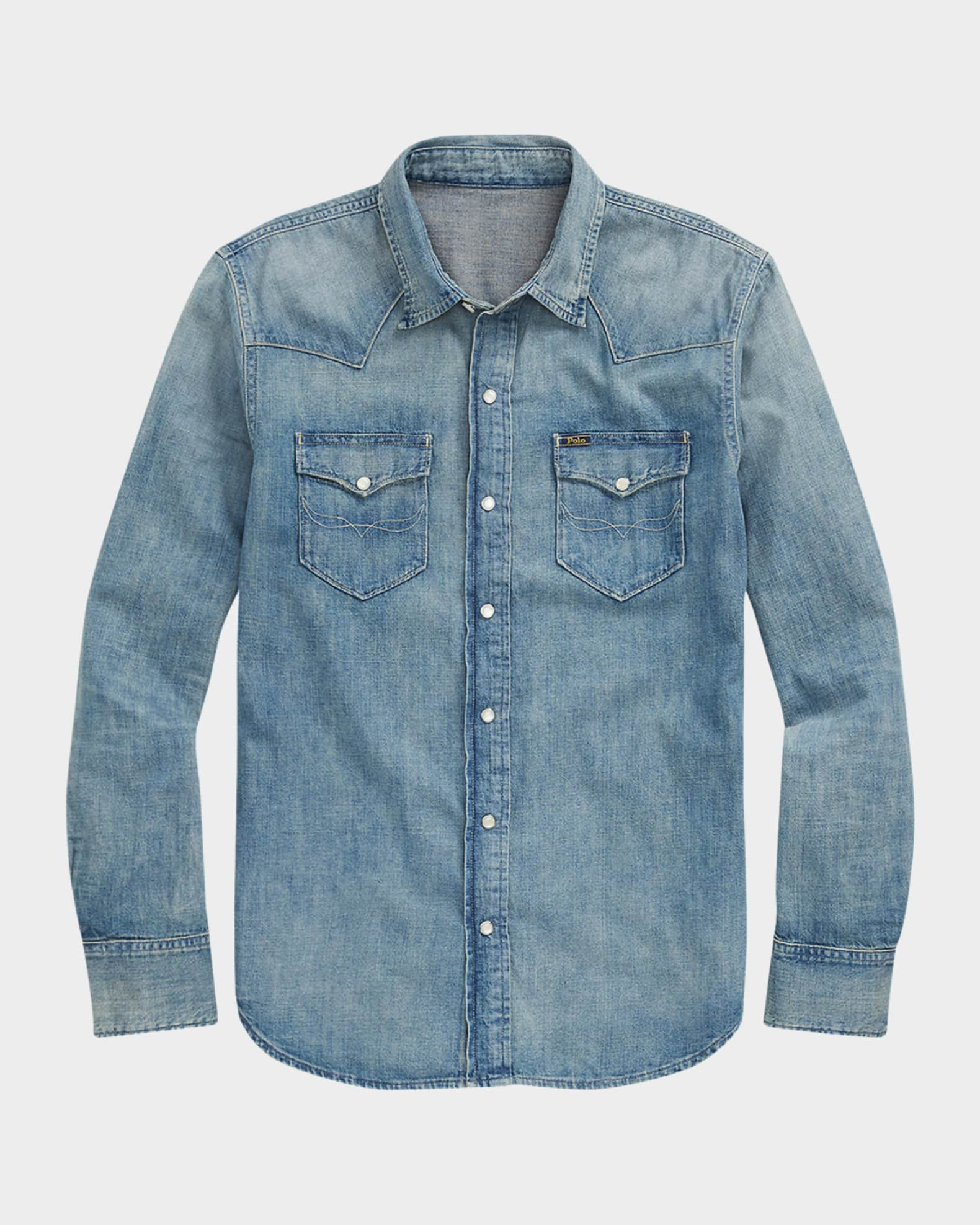 Men's Denim Snap-Front Western Shirt | Neiman Marcus