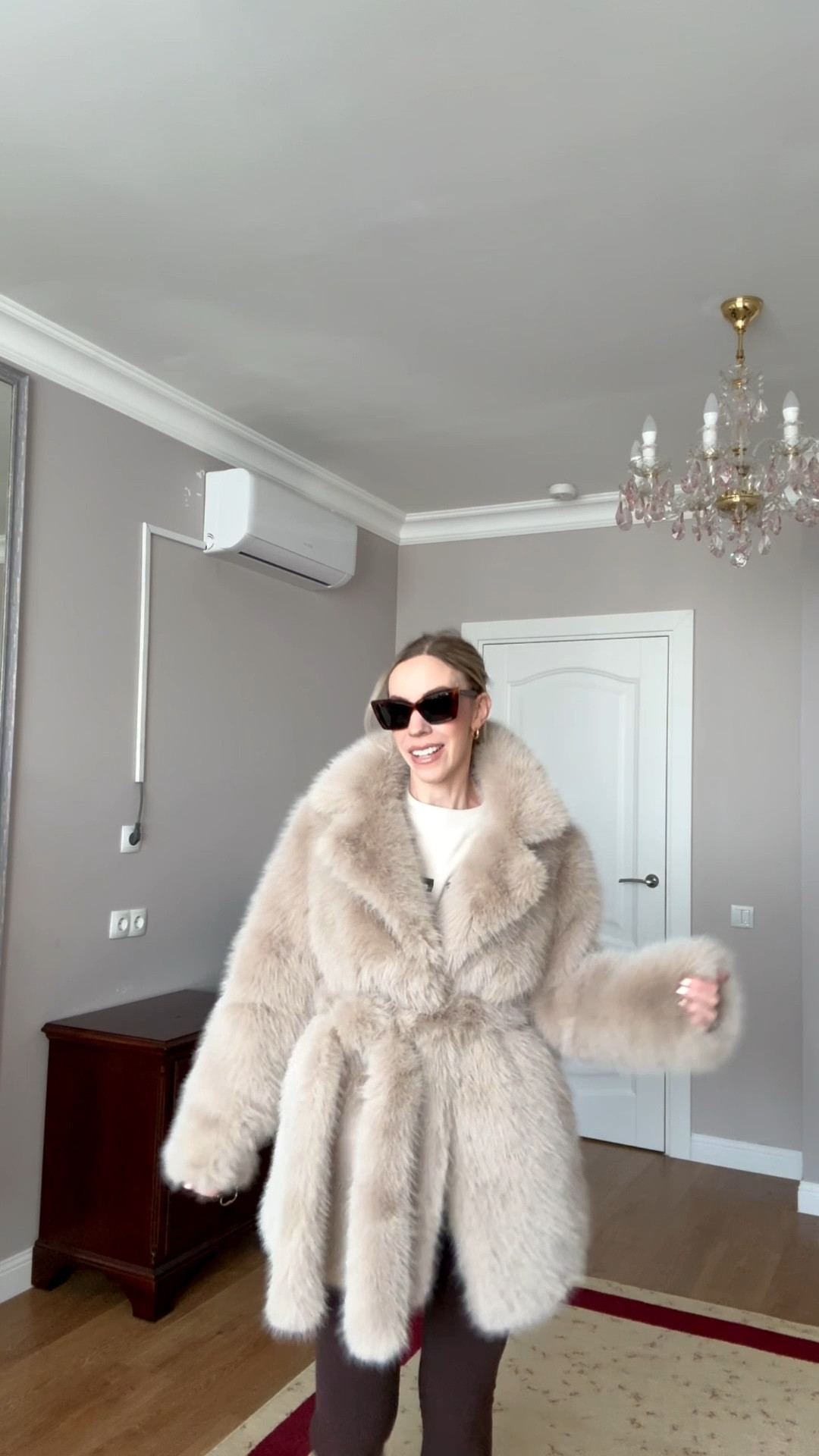 Cozy casual ootd, beige faux fur coat, Anine Bing sweatshirt, dark espresso brown Amazon leggings, wool socks, Ugg ultra mini boots, mom style 

#LTKmomlife #LTKootd #LTKFindsUnder50