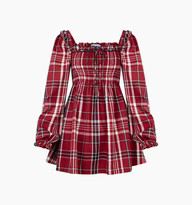 The Scarlett Long Sleeve Mini Nap Dress - Crimson Tartan | Hill House Home US