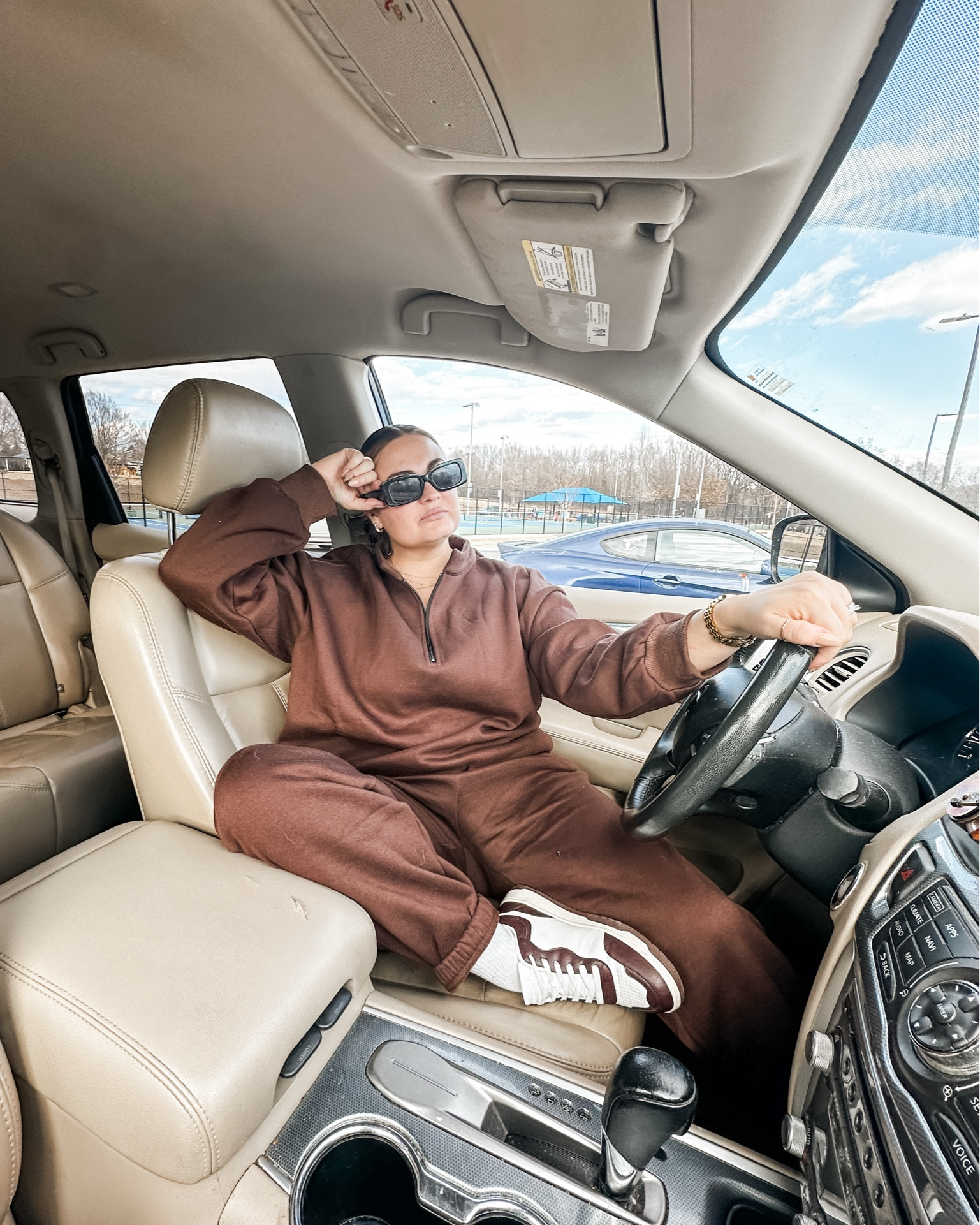 just double tap 🤎 // cozy sweat sets b/c it’s cold as balls in SC 🥶 // matching sneakers & sunnies … I win b/c my 14 y/o called me a “baddie” // shop 🔗 in bio 
#winterstyle #casualoutfit #ootd #outfitideas #styletips #sweatset #cozystyle   
#whatiwore #shopmylook #affordable 