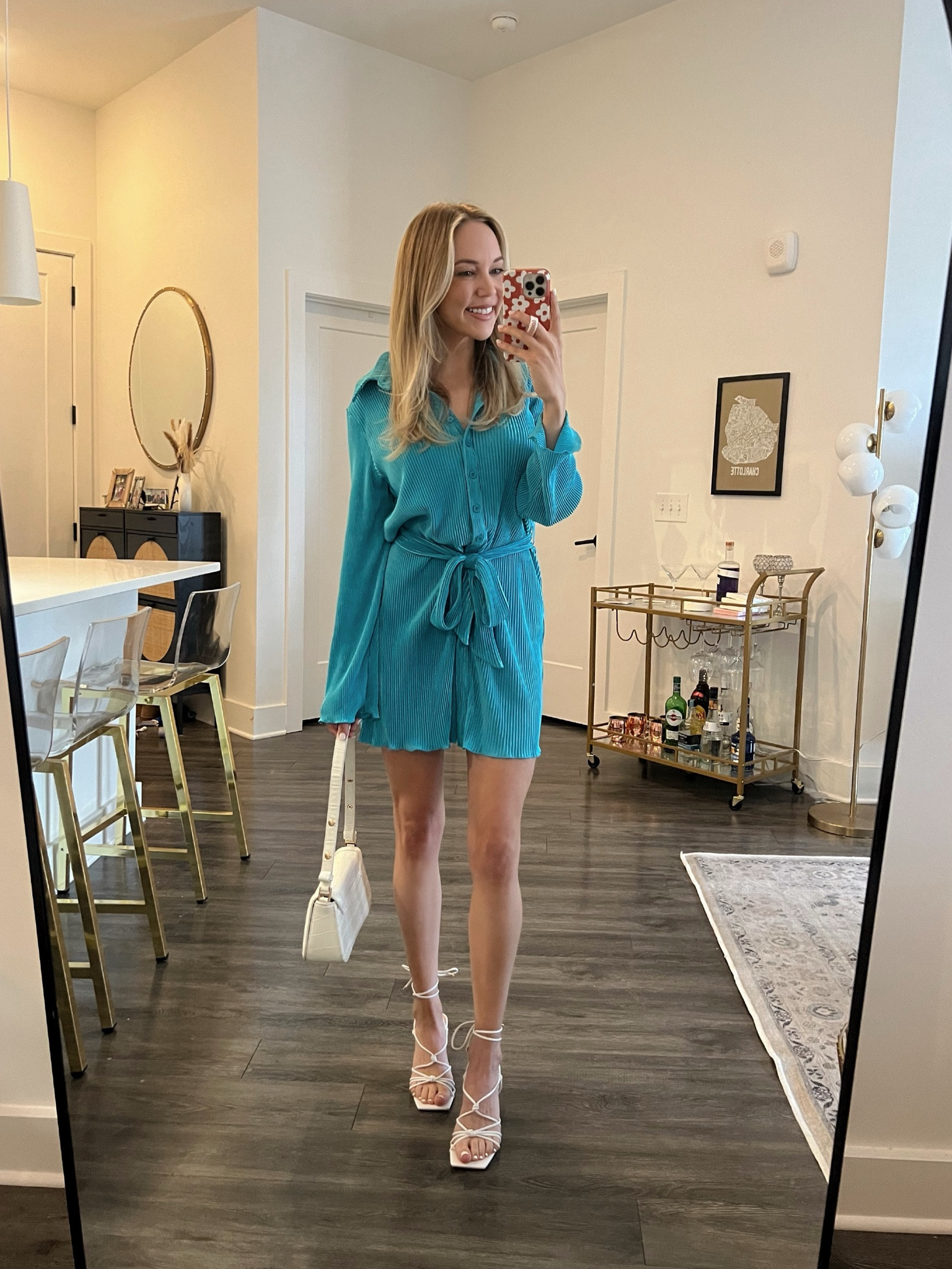 blue dress green heels Cut Out Long Sleeve Bodycon Mini - Royal Blue