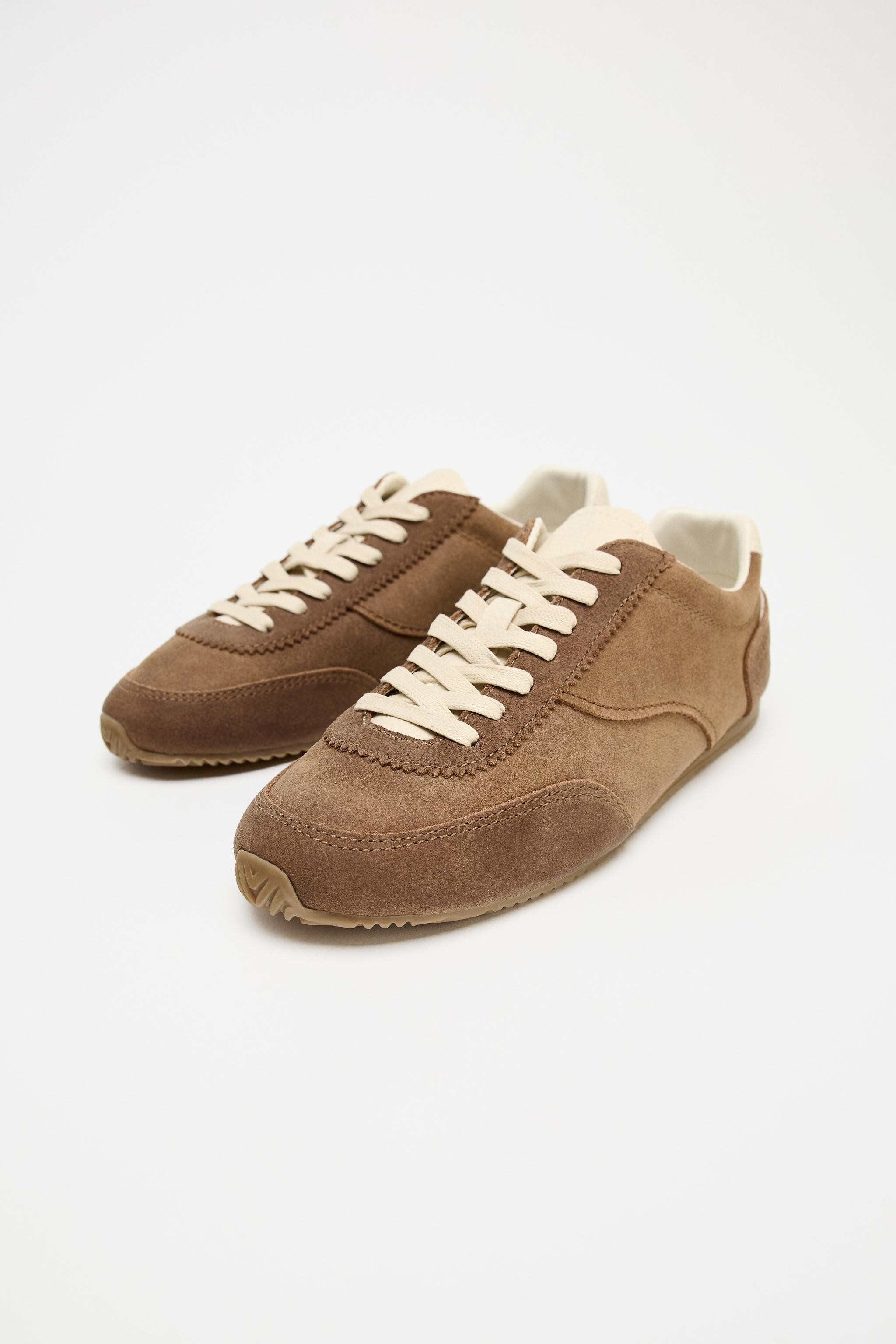 CONTRAST LEATHER SPORTS SHOES | Zara UK