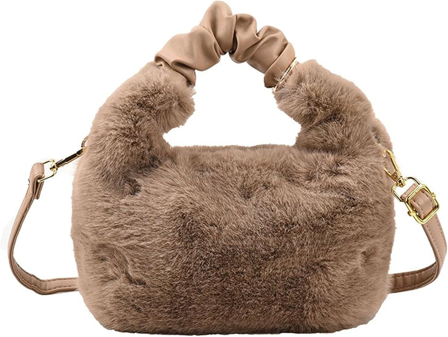 Women's Small Furry Bucket Bags Plush Shoulder Tote Bag Mini Fluffy Crossbody Handbag Fuzzy Bags ... | Amazon (US)