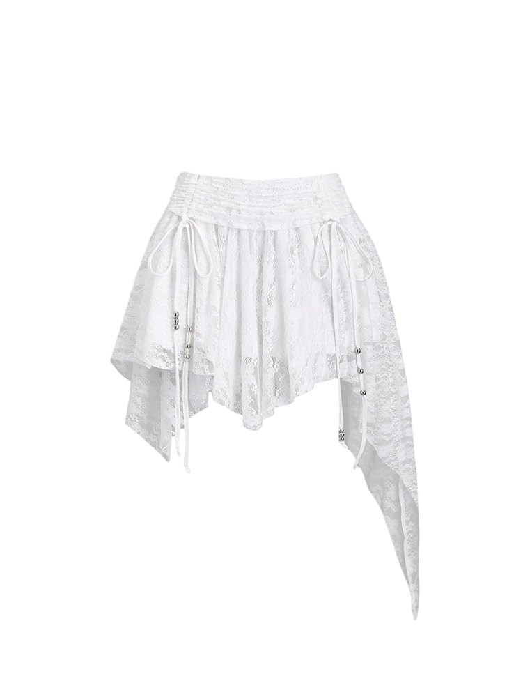 Milumia Women's Flowy Mini Skirt Ruched Asymmetrical Y2k Raved Short Skirts Music Festival Outfit... | Amazon (US)