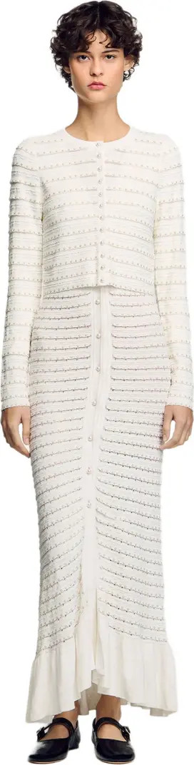 SANDRO Cropped cardigan with pearl buttons | Nordstrom | Nordstrom
