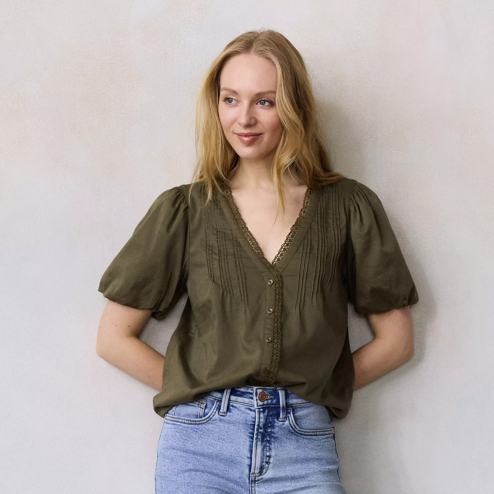 Women's LC Lauren Conrad V-Neck Button Front Blouse | Kohl's