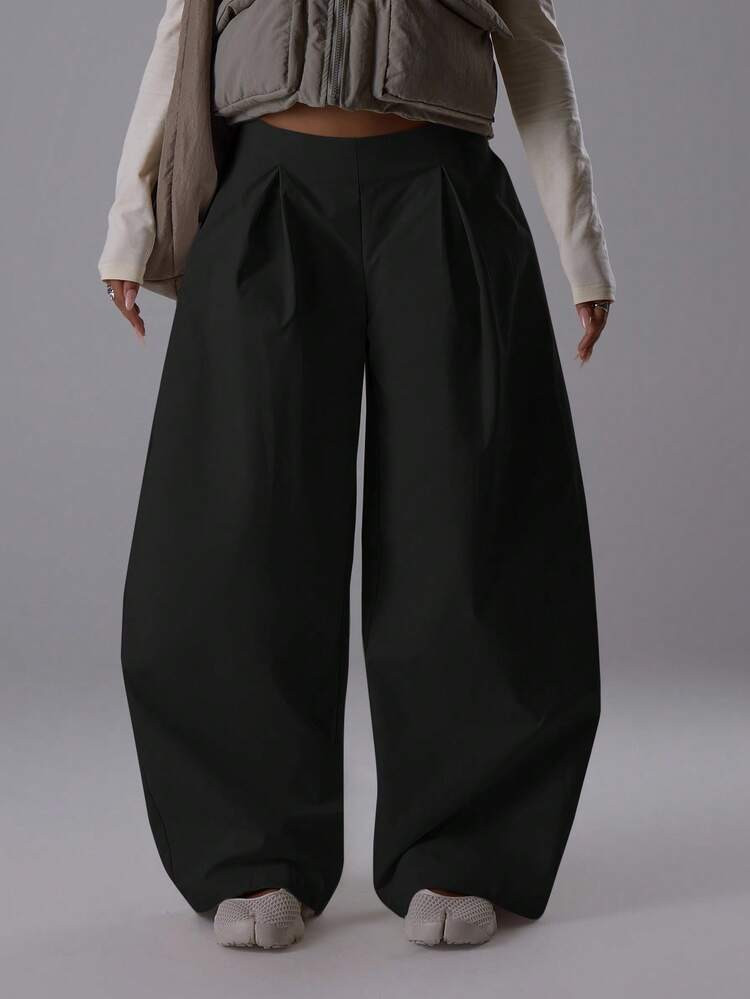 MUSERA Oversized Wide Leg Barrell Tie Waist Pleated Low Rise Trousers Classy Night Out Sexy Cute Coolgirl Streetwear Pants Spring Casual | SHEIN