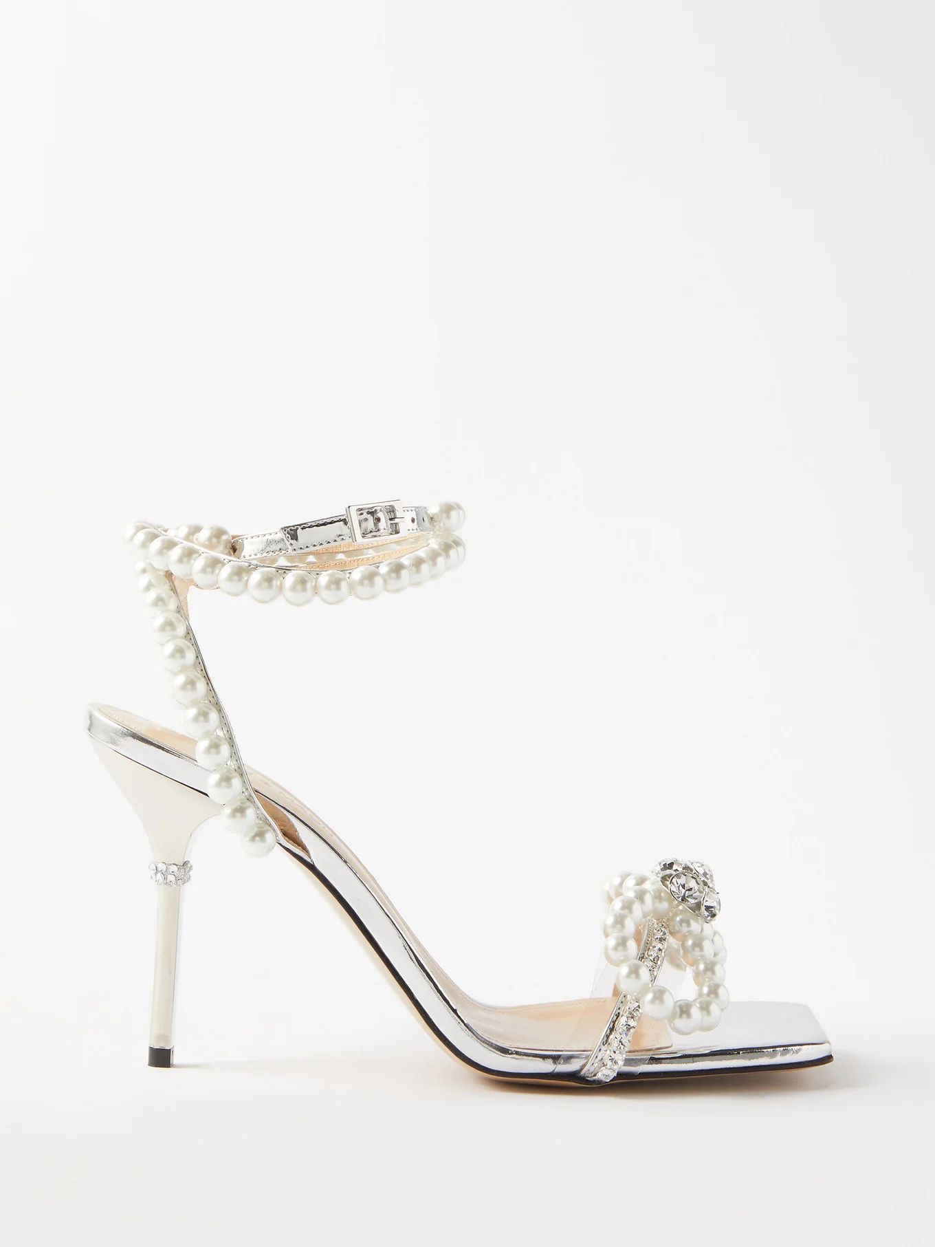 Crystal & faux pearl-embellished 95 sandals | Mach & Mach | Matches (UK)