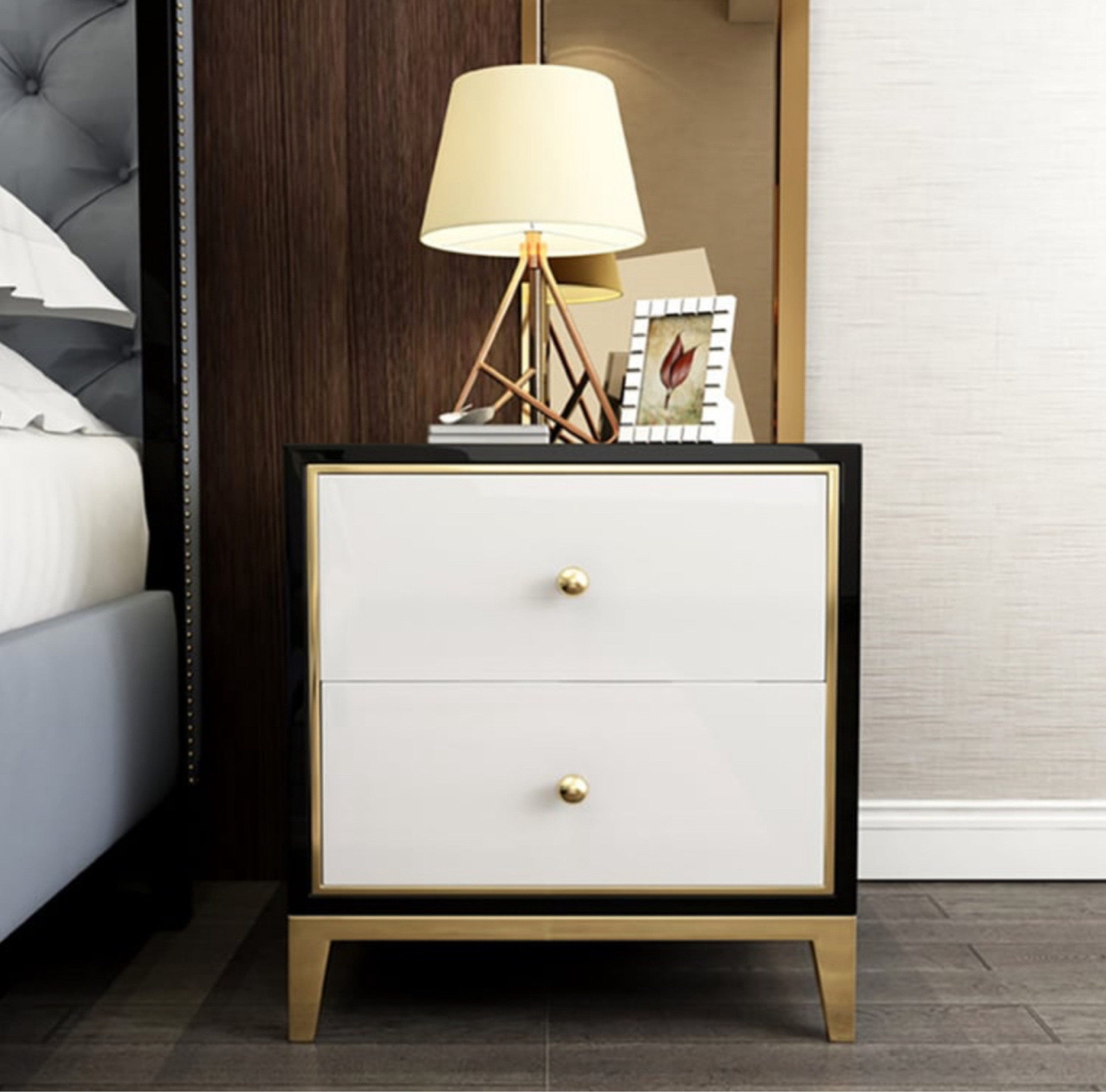 Modern Black & White MDF Nightstand With 2 Drawers And Stainless Steel Leg

#LTKStyleTip #LTKHome #LTKHoliday
