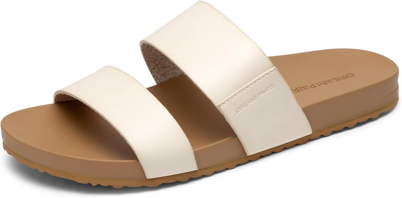 DREAM PAIRS Women's Open Toe Slides Sandals Comfortable Arch Support Footbed Two Strap Slip-on Fa... | Amazon (US)