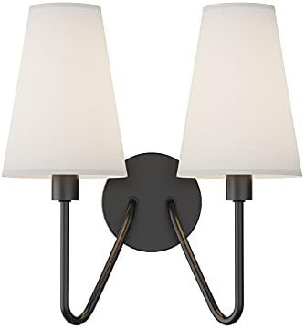 Electro bp;Double Head Classic 2 Lights Wall Sconces Lighting Fixture Black with Beige White Linen F | Amazon (US)