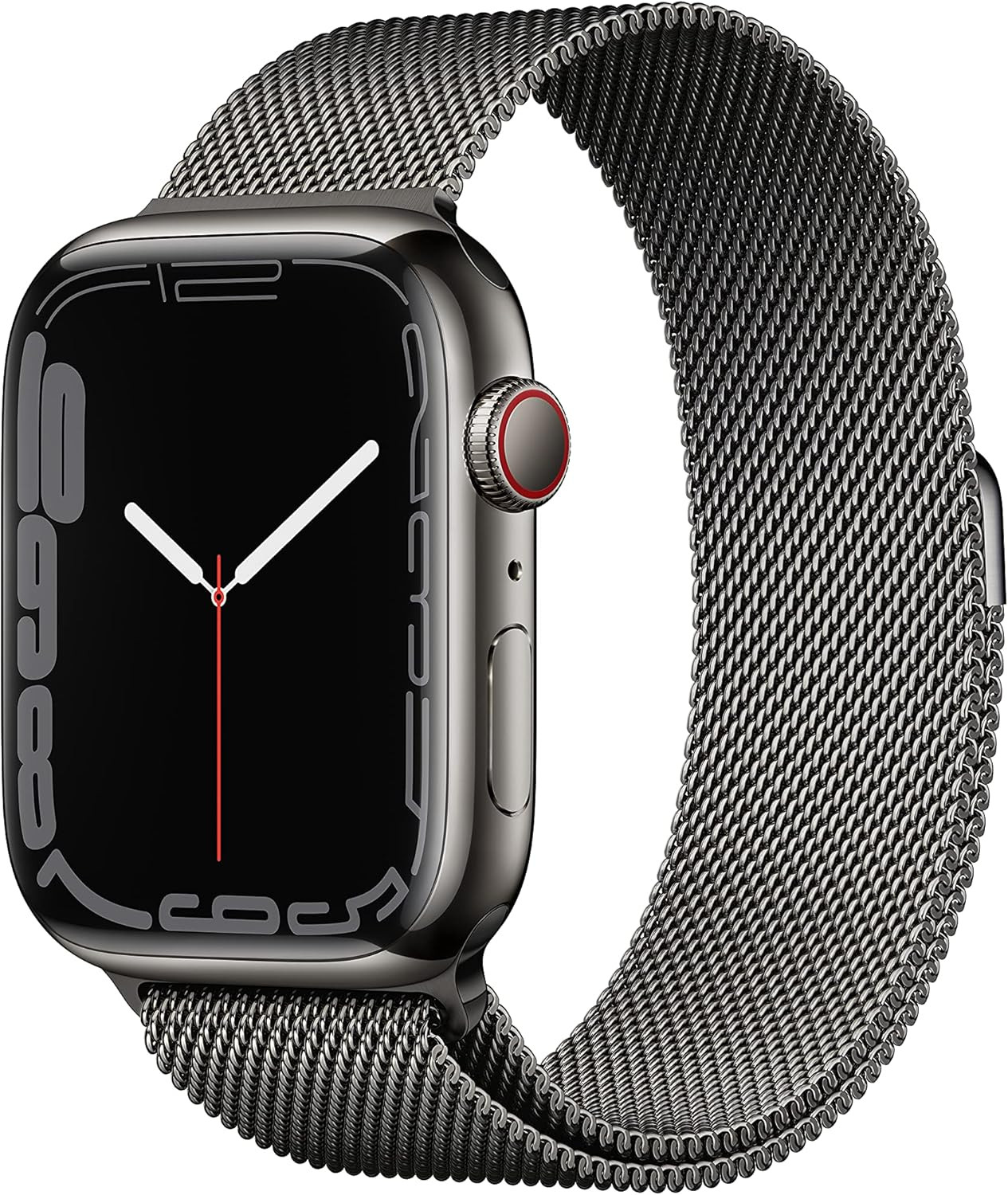 Apple Watch Series 7 GPS + Cellular, 45mm Graphite Stainless Steel Case with Graphite Milanese Lo... | Amazon (US)