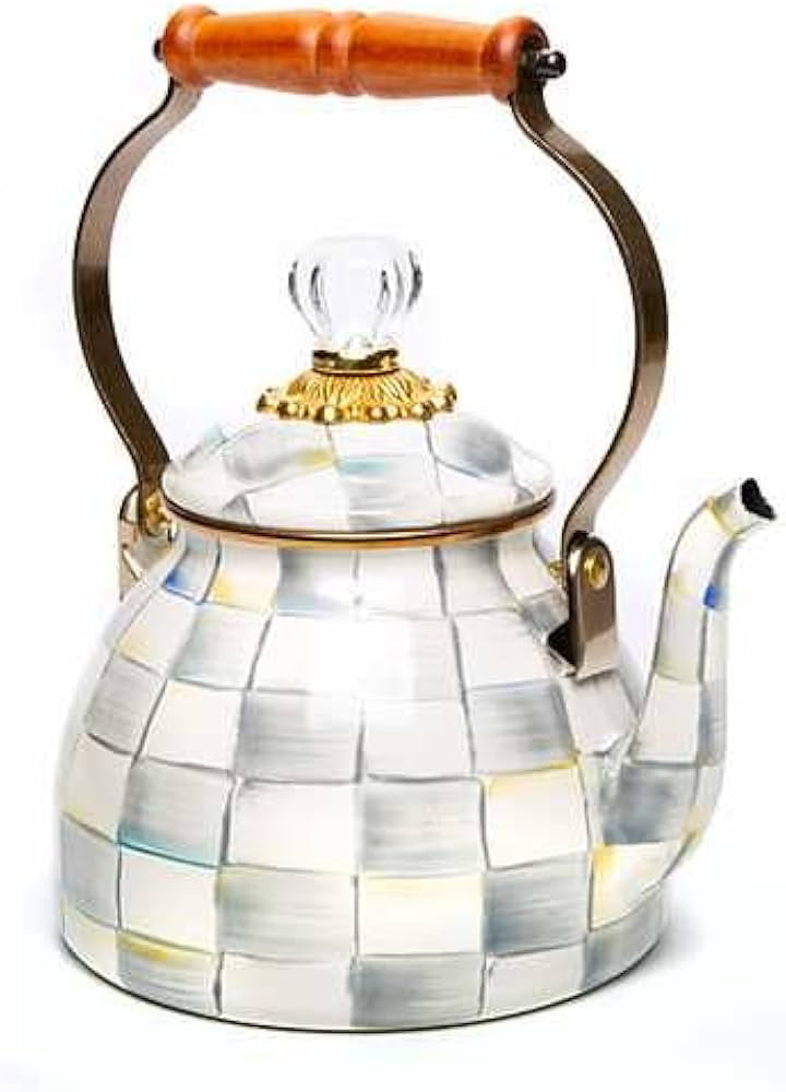 MACKENZIE-CHILDS Enamel Tea Kettle, Cute Kitchen Kettle for Stovetop, 2-Quart Capacity, Gray-and-... | Amazon (US)