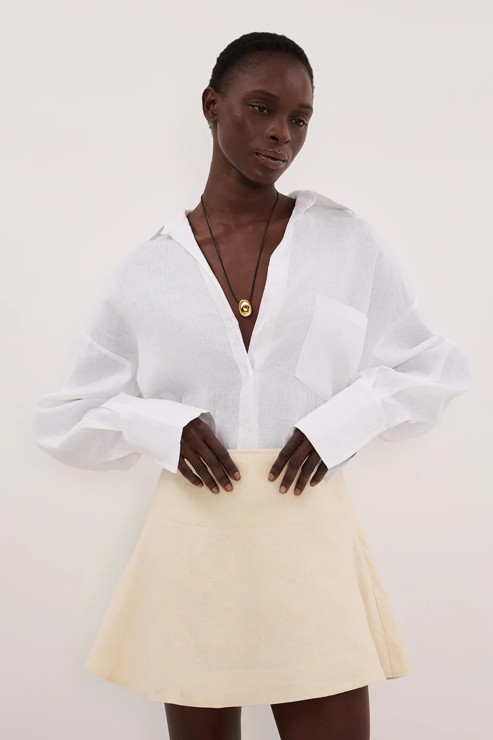 ALEA FLOUNCE STRAW LINEN SKIRT | DISSH