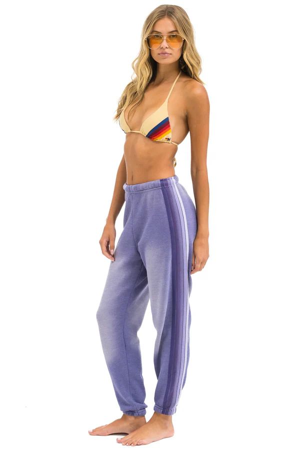 5 STRIPE SWEATPANTS - FADED GRAPE | Aviator Nation