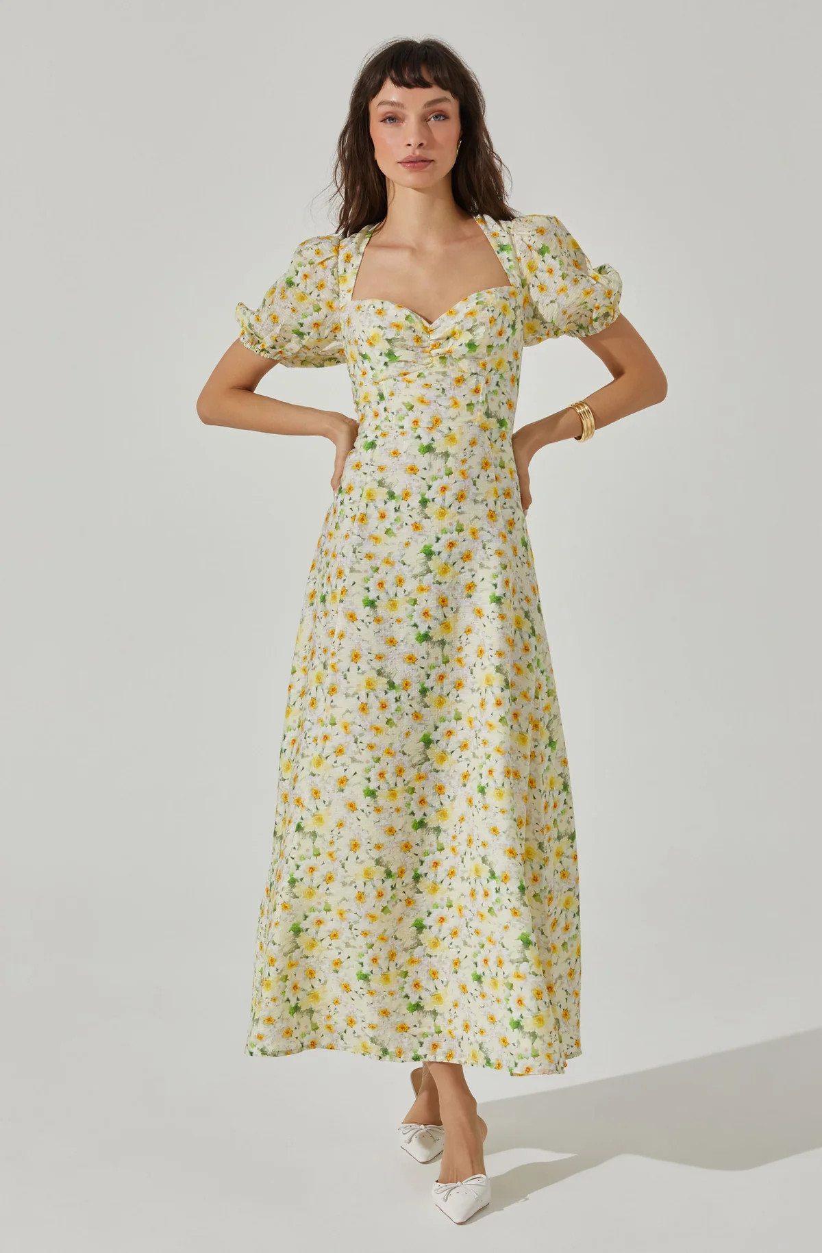 Sweetheart Puff Sleeve Midi Dress | ASTR The Label (US)