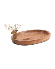Wooden Flat Reindeer Bowl | Marshalls