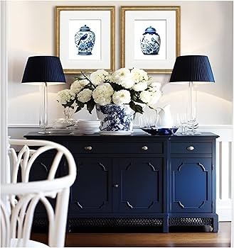 Gnosis Picture Archive Ginger Jar Watercolor Art Prints Blue and White Chinoiserie Design Set of ... | Amazon (US)