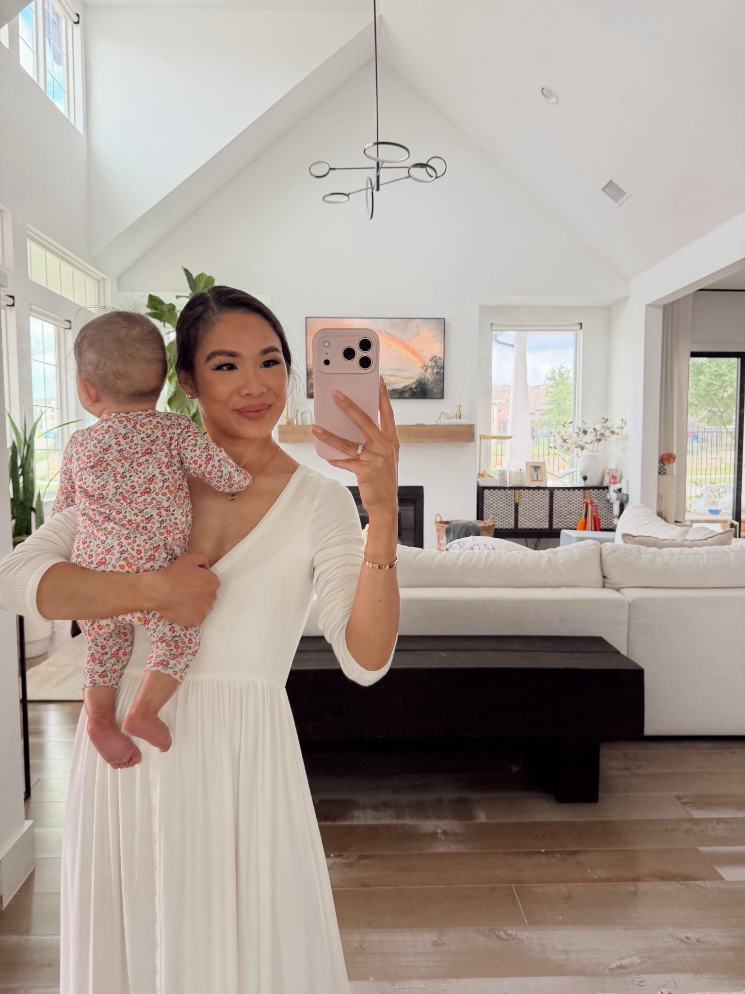 Easy elevated Mom outfit with my favorite dress for pregnancy and postpartum! Linked a look for less but I don’t own it so can’t attest to the quality. Baby girl’s little footless romper is my favorite for her. They fit so well, are super soft, wash well and easy to put on and take off. We love them and she’s usually in one of these 24/7! Also linking all of the makeup used. 

#LTKmomlife