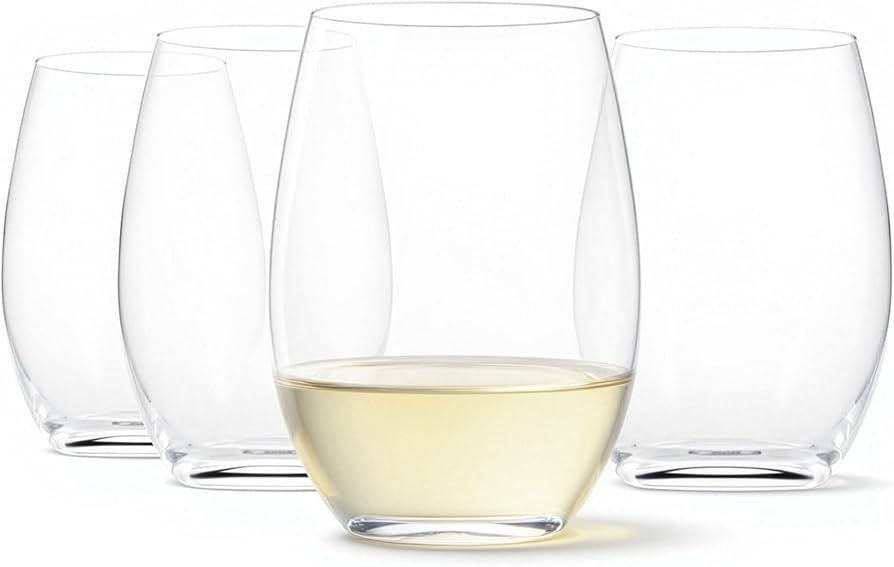 Amazon Basics Stemless White Wine Glasses, 14 oz., Dishwasher-Safe, 4-Piece Set | Amazon (US)