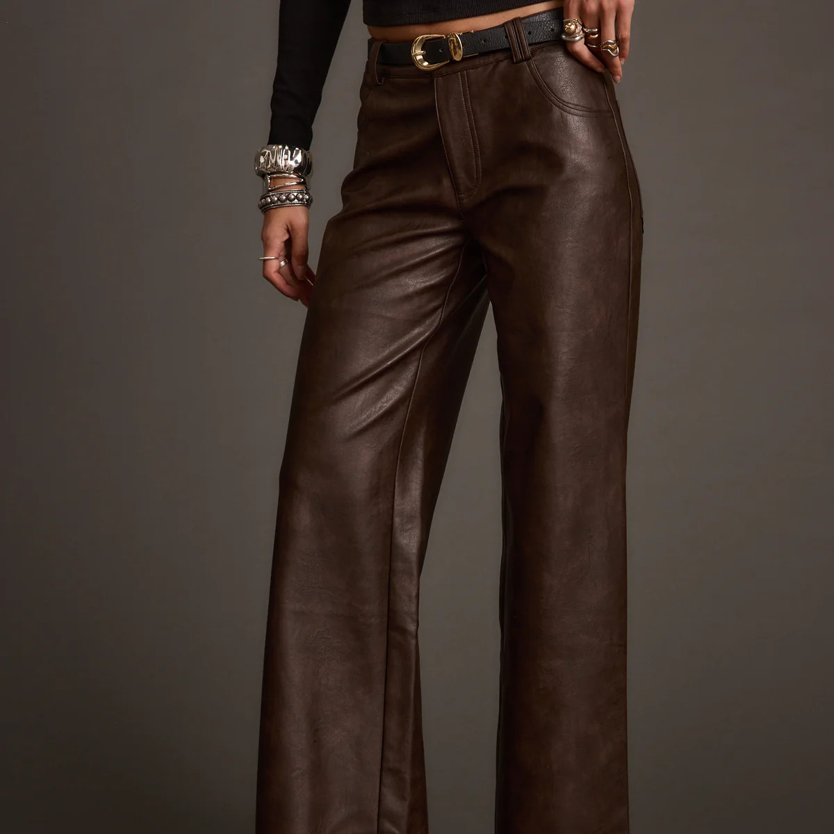 Kennedy Espresso Vegan Leather Pants | 12th Tribe