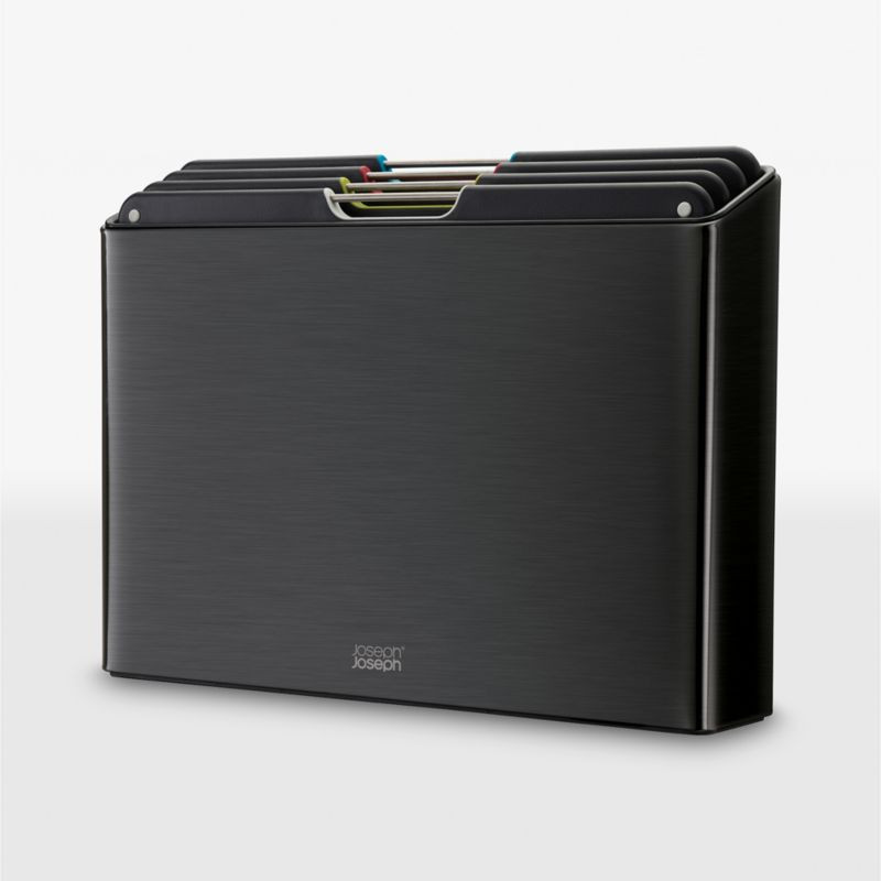 Joseph Joseph Folio Carbon Black Steel 4-piece Cutting Board/Serving Board Set + Reviews | Crate ... | Crate & Barrel
