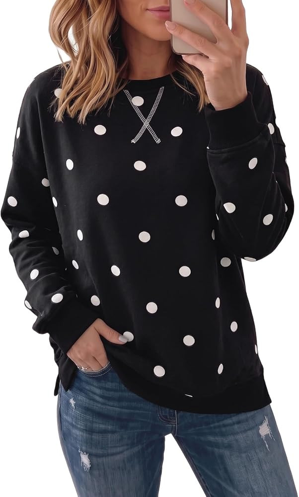 Dokotoo Women's Crew Neck Sweatshirt Casual Long Sleeve Pullover Tops | Amazon (US)