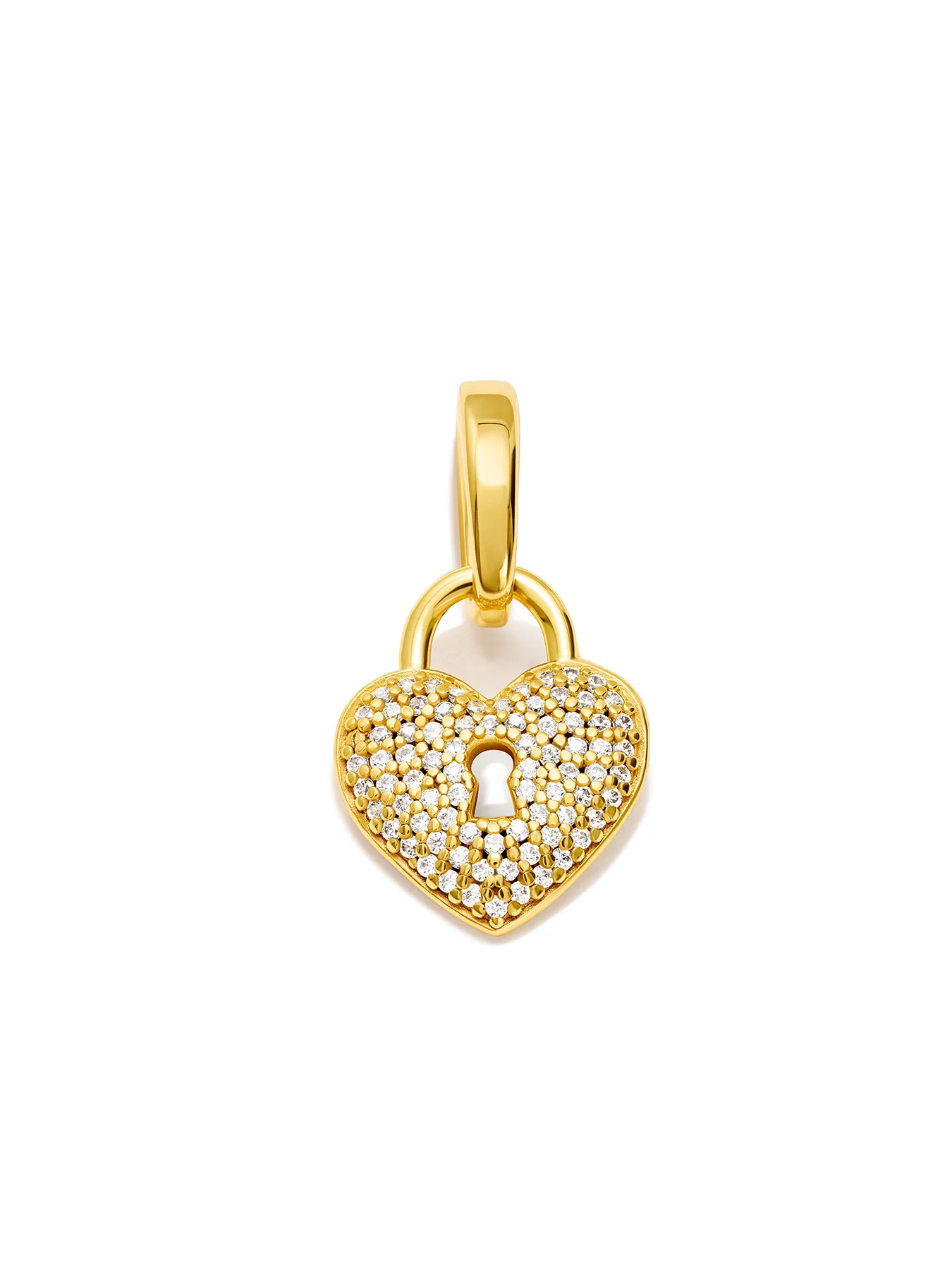 SPARKLE LOCKED HEART - Charm • Color: 18K Yellow Gold | Ninety-9
