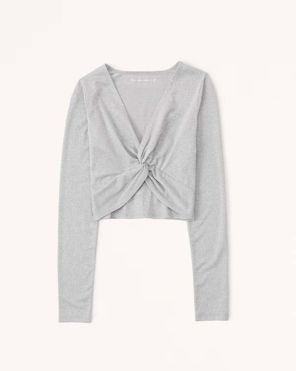 Women's Long-Sleeve Sparkle Twist Top | Women's Tops | Abercrombie.com | Abercrombie & Fitch (US)