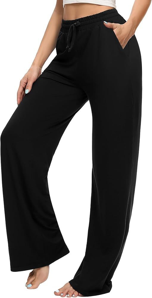 OLIKEME Women's Yoga Pants Wide Leg Sweatpants for Women Comfy Lounge Workout Pants with Pockets | Amazon (US)