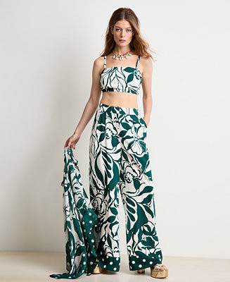 Women's Vine-Print Wide-Leg Pants, Macy's Exclusive - | Alix Friedberg Capsule Collection | Macy's