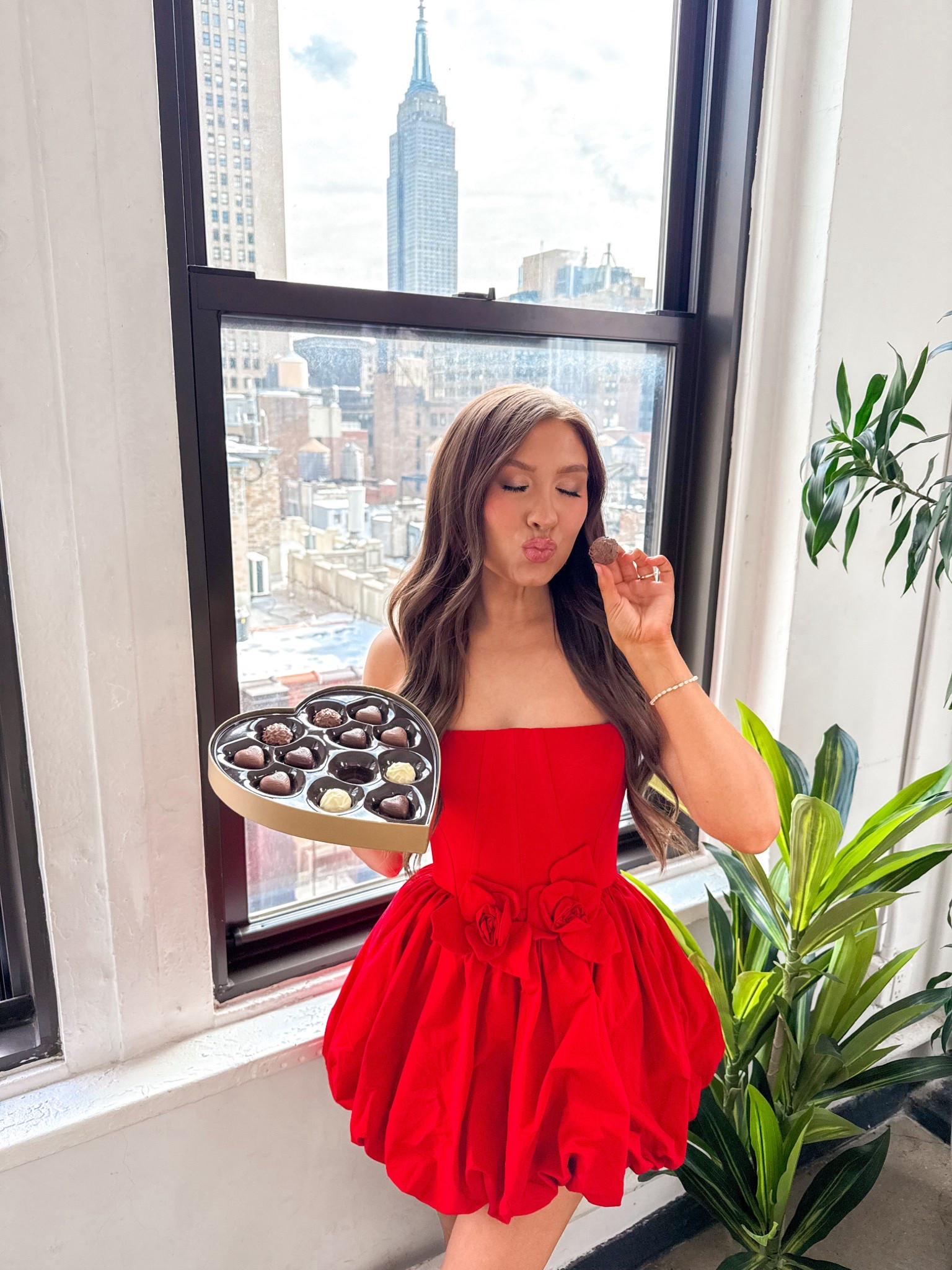 Red mini dress with rosettes💋🌹 perfect for date nights! 

#LTKValentine #LTKootd