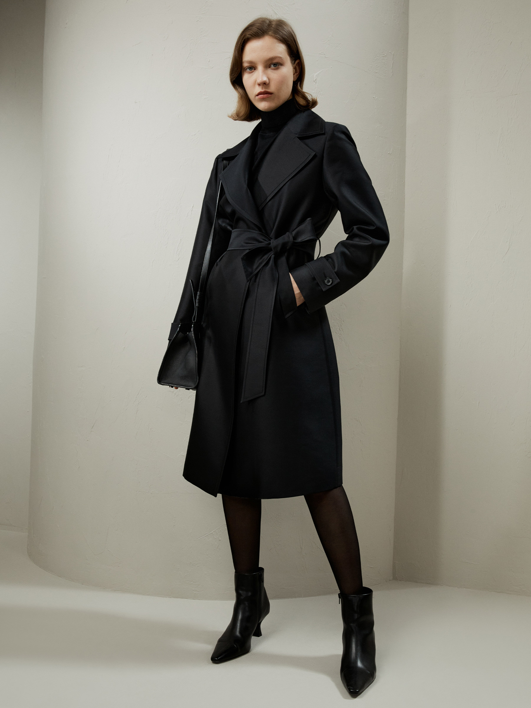 Silk-Wool Mixed Trenchcoat | LilySilk