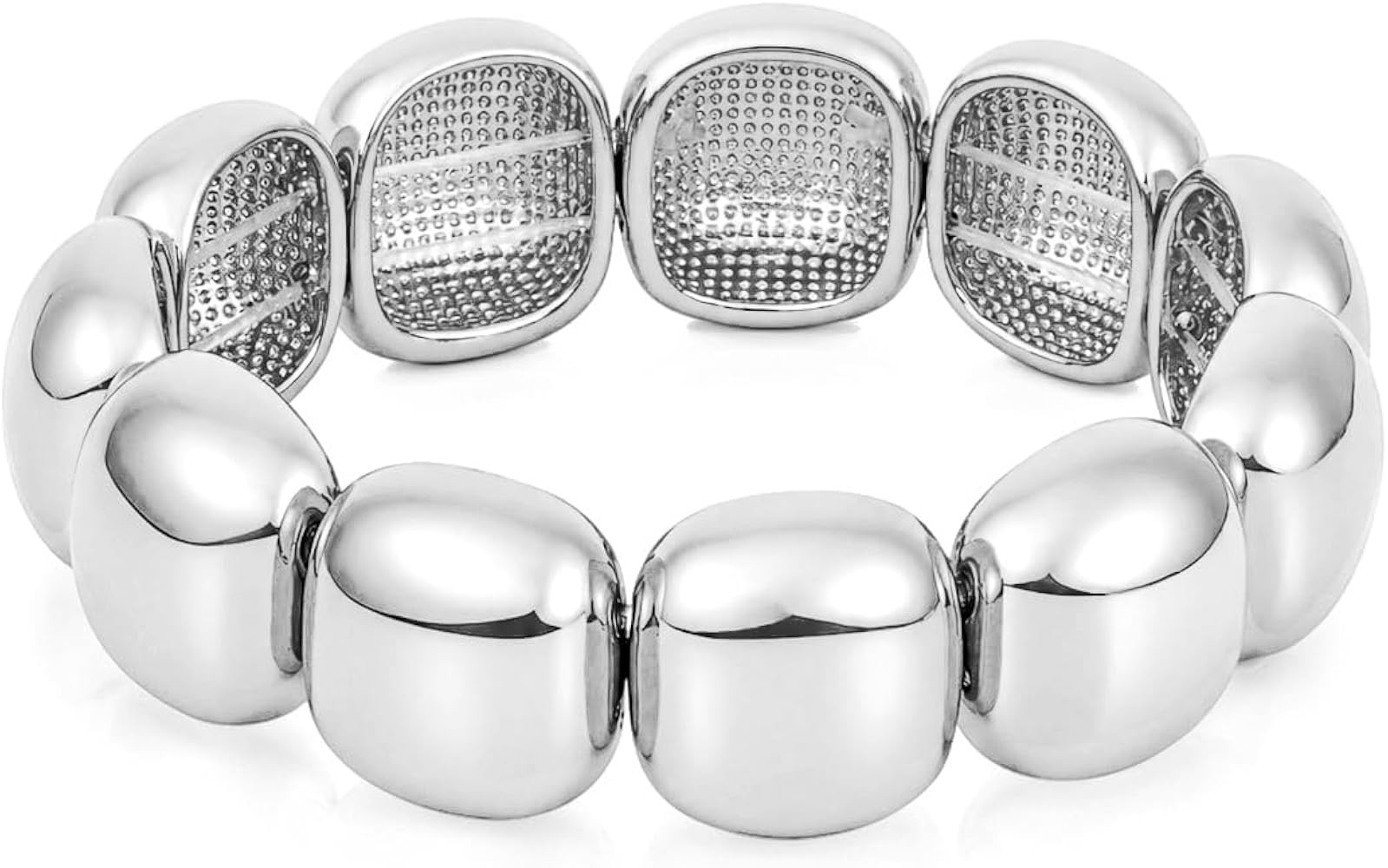 CHUNKY GOLD/SILVER STRETCH BRACELET STATEMENT FOR WOMEN - Trendy Chic Thick Gold/Silver Plated Br... | Amazon (US)