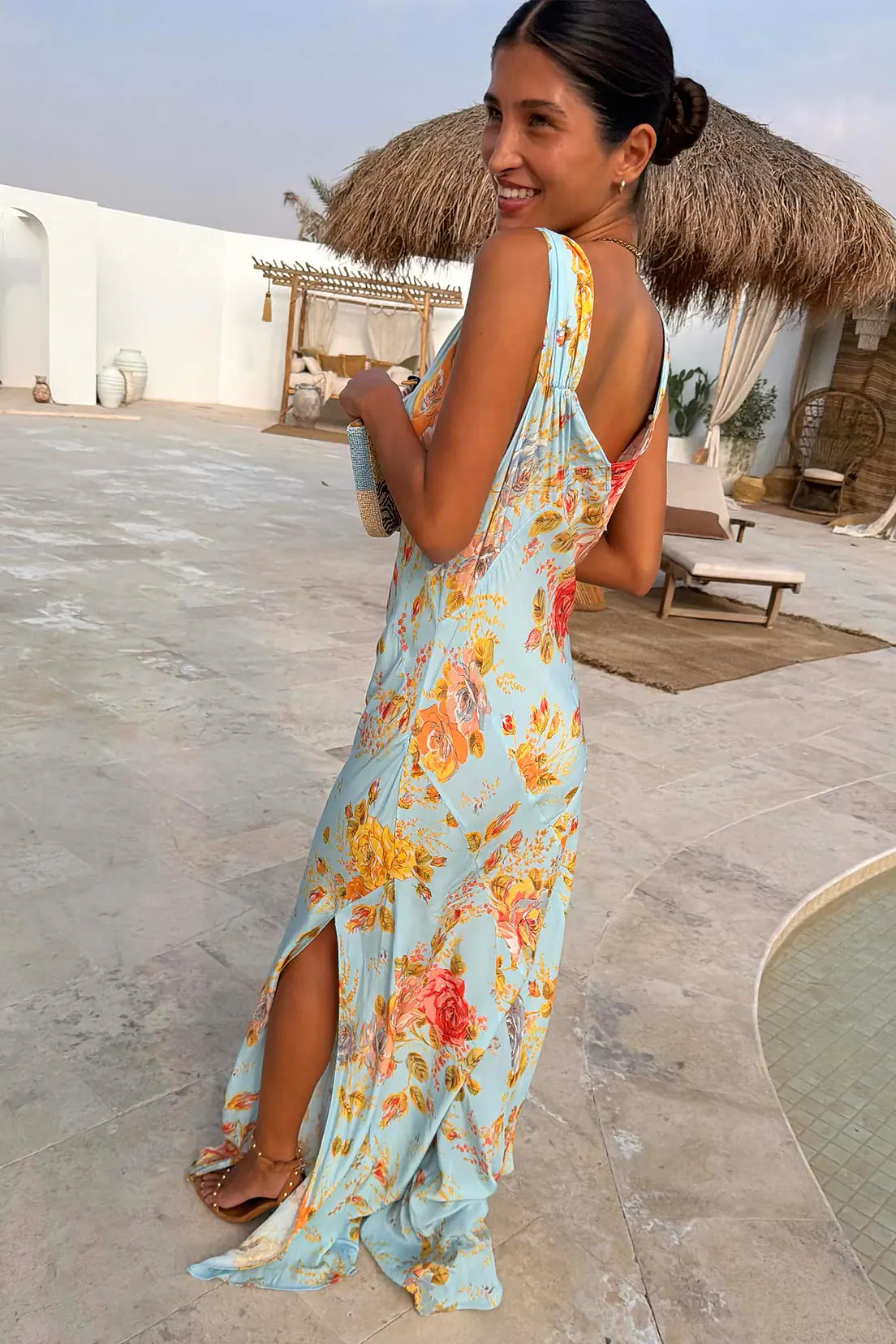 Sky Blue Floral Sofia Dress | Never Fully Dressed (UK & IE)